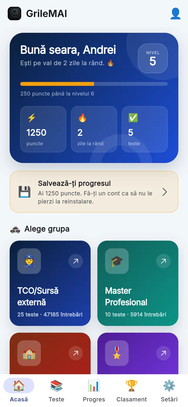 Ecranul Acasă din GrileMAI