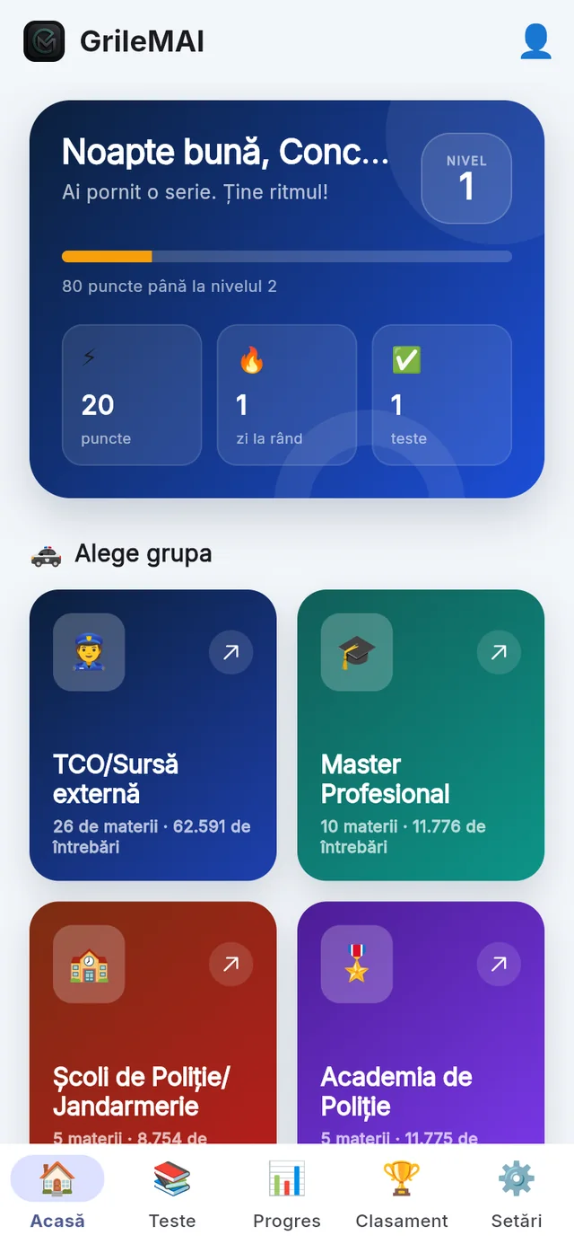 Ecranul Acasă din GrileMAI