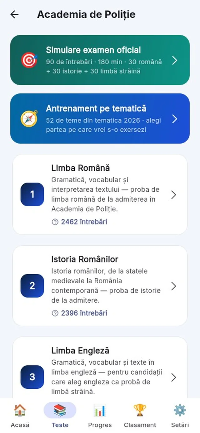 Captură din aplicația GrileMAI
