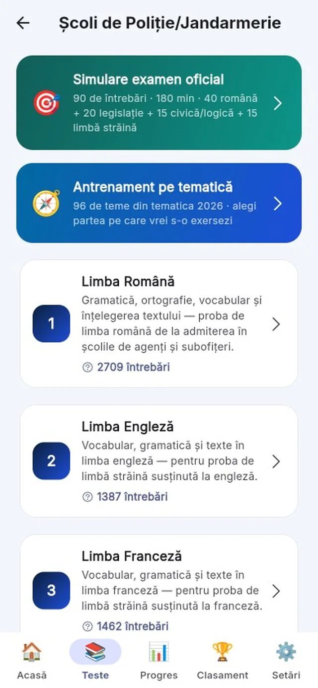 Captură din aplicația GrileMAI
