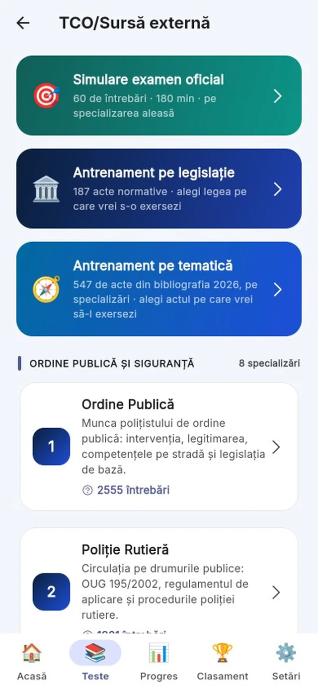 Captură din aplicația GrileMAI