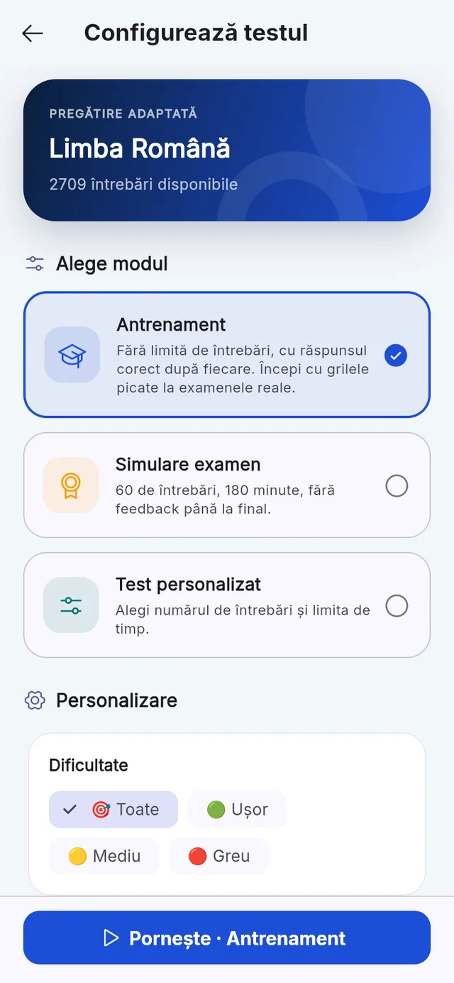 Ecranul Trei moduri din GrileMAI