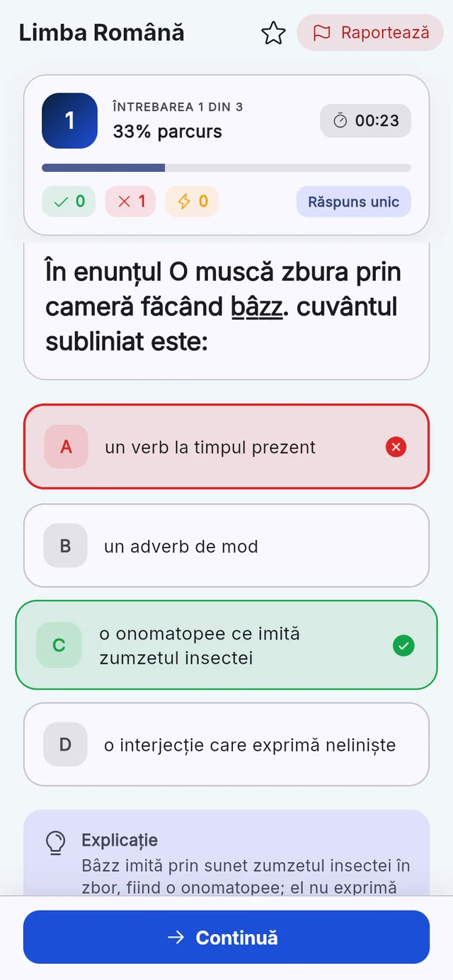 Ecranul Explicații din GrileMAI